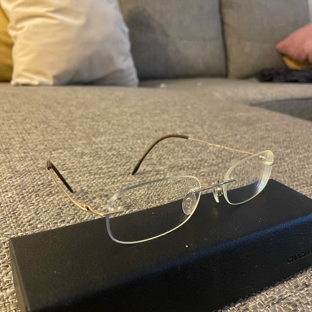 Charmant Eyeglasses Ch8600e Titanium Rimless Chassis Optical Frame View 4
